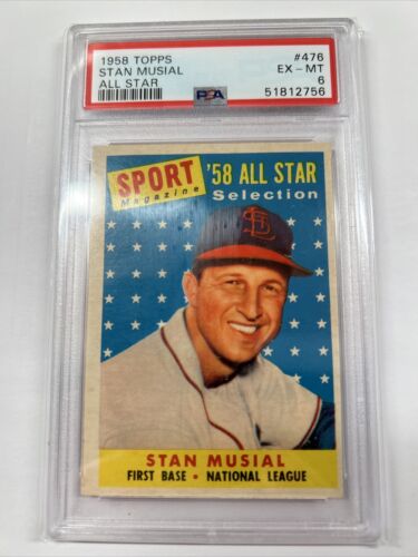 1958 Topps #476 Stan Musial All Star Cardinals HOF PSA 6 EX-MT 756 - Duck's  Dugout