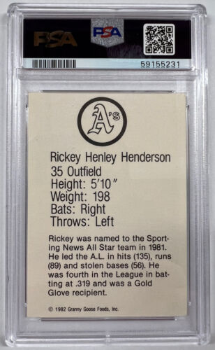1982 Granny Goose #35 Rickey Henderson Oakland A's PSA 7 NM