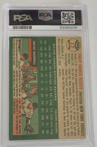 1954 Topps #17 PHIL RIZZUTO PSA 3 VG - Yankees HOF