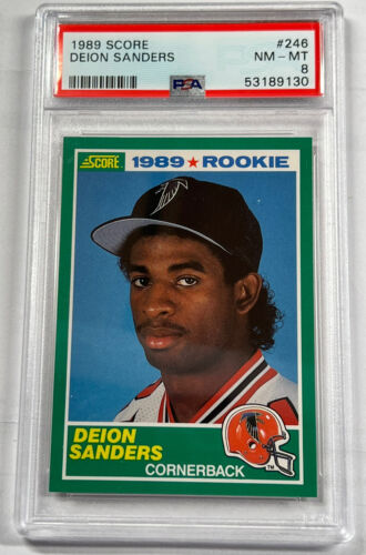 Deion Sanders Signed 1989 Score #246 RC (PSA, Autograph Graded 10)