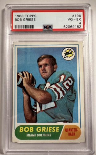 1968 BOB GRIESE - Topps ROOKIE Football Card # 196 - MIAMI DOLPHINS