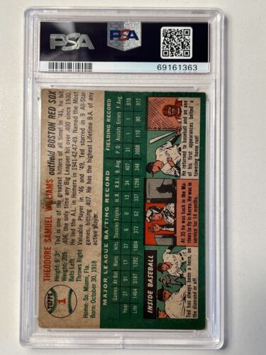 1957 Topps #1 Ted Williams PSA 4 Graded Baseball Card MLB