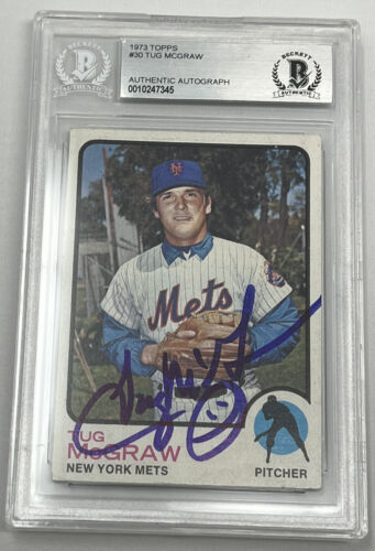 1973 Topps #30 Tug McGraw METS Slabbed Signed Card BAS Beckett - Duck's  Dugout
