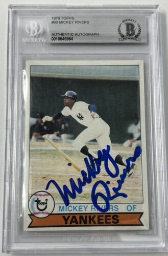 1979 Topps #60 Mickey Rivers Yankees Slabbed Signed Card BAS Beckett -  Duck's Dugout
