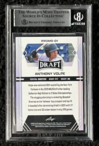 2002 Leaf Draft #1 Anthony Volpe Yankees Slabbed Signed Card BAS Beckett -  Duck's Dugout