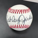ASHLEY JUDD ACTRESS Signed Baseball – A Foley’s BAR NYC original piece BAS Main Image