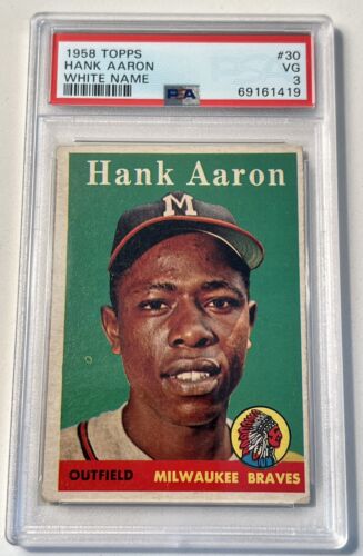 Hank Aaron Autographed 1958 Topps Card #30 Milwaukee Braves