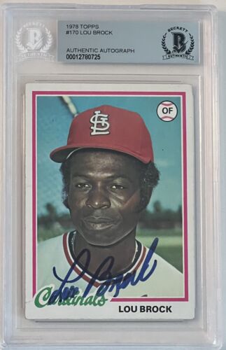 1978 Topps #1 Lou Brock Cardinals Autograph Slabbed Card BAS