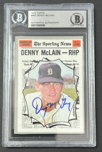 1970 TOPPS #467 DENNY MCLAIN Tigers BGS AUTHENTIC AUTO 590 - Duck's Dugout