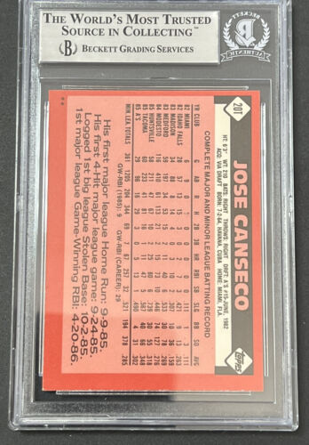 Jose Canseco Autographed 1986 Topps Traded Rookie Card #20T