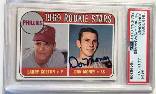 1969 TOPPS PHILLIES RKS YELLOW #454 DON MONEY AUTO Signed PSA/DNA AUTHENTIC  309 - Duck's Dugout